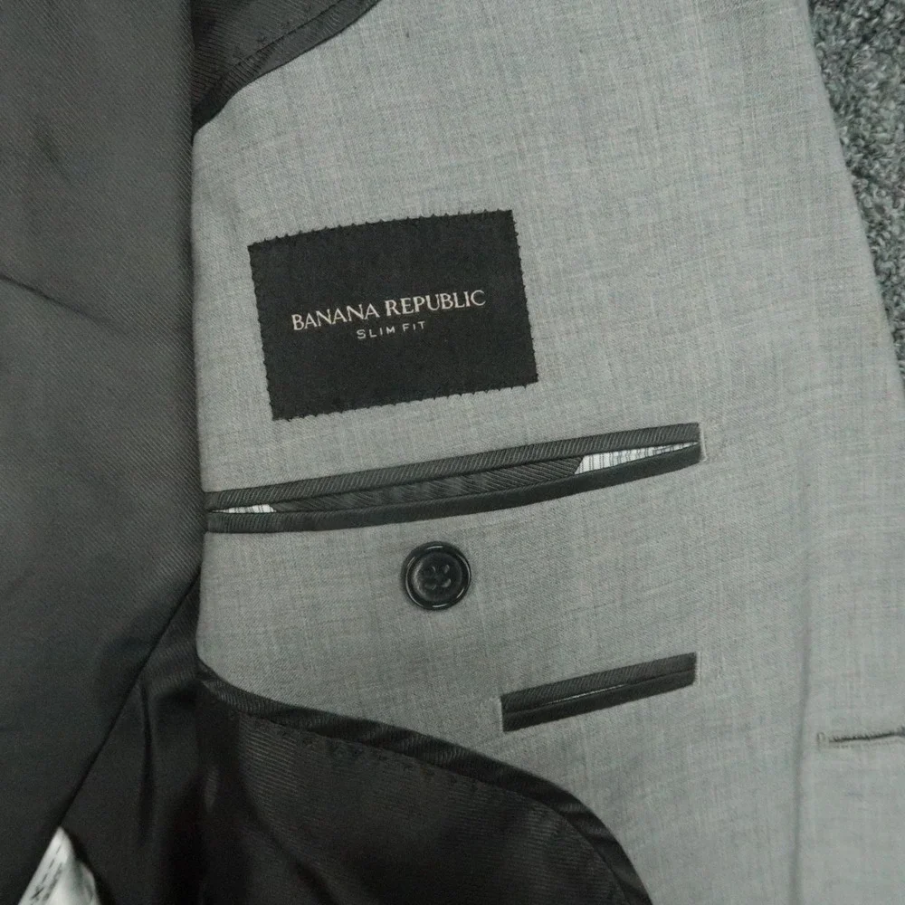 Banana‎ Republic Blazer Mens 38S Gray Primatist Super 100s Marlane Wool Slim Fit